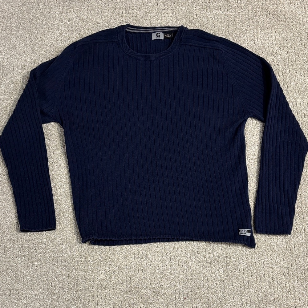 Guess Jeans Men's Dark Blue Crewneck Sweater